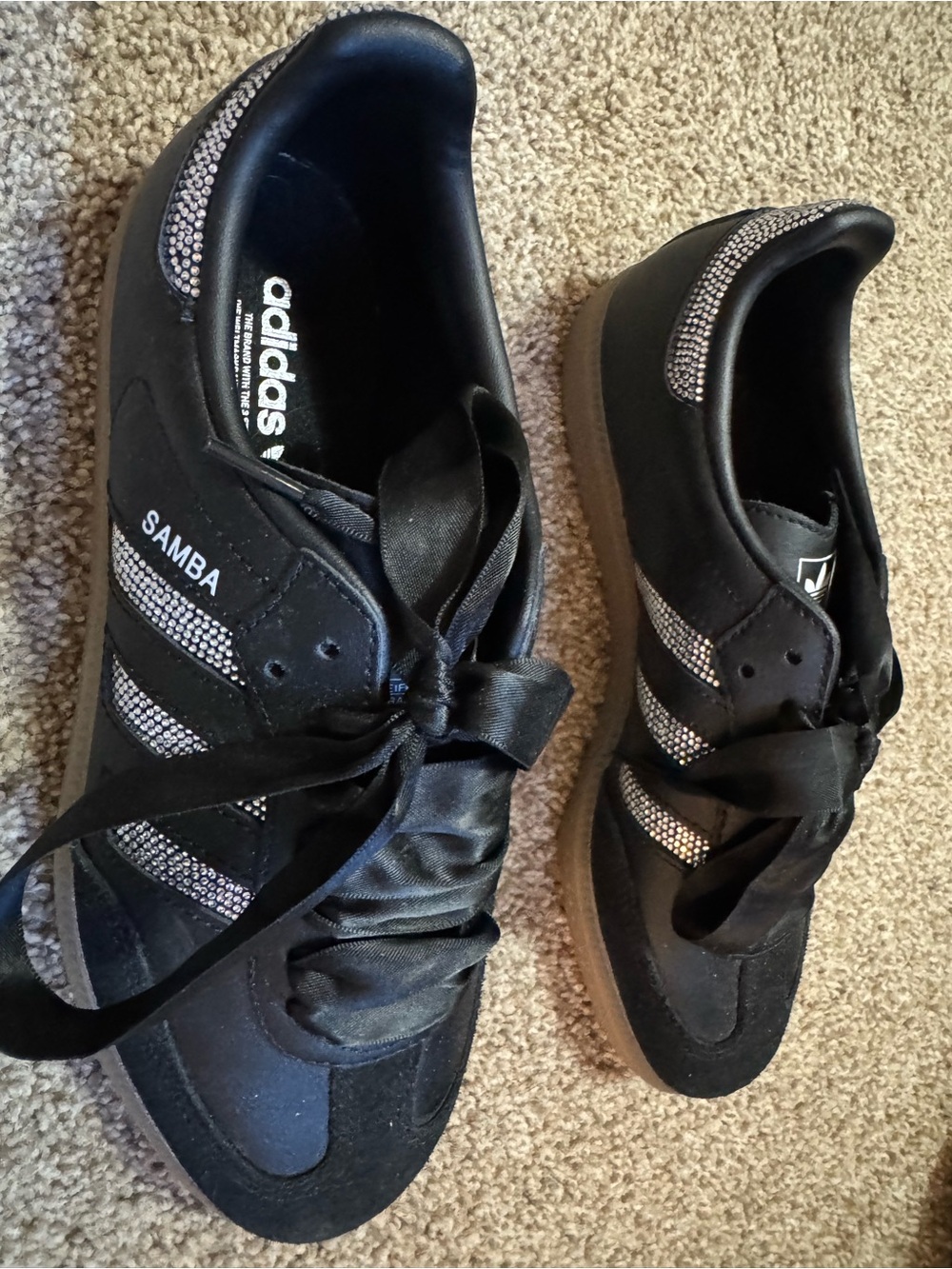 adidas Samba Black with Silver Crystal Stripes Women's Sneakers
